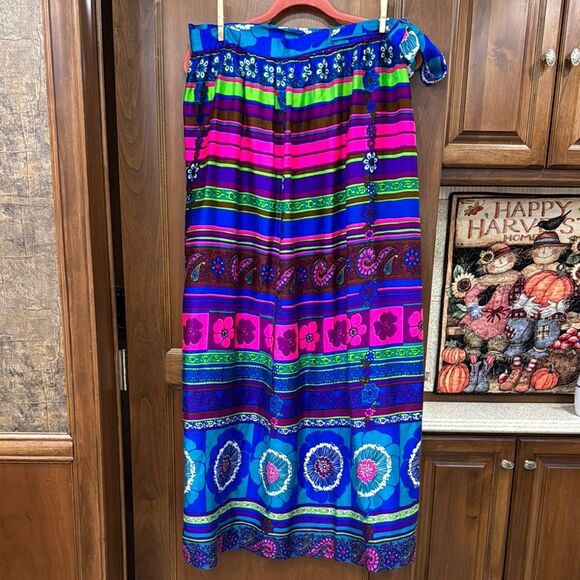Vintage pychodelic wrap Maxi Skirt Alice of California - Picture 1 of 5